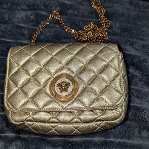 Versace Gold Quilted Mini Bag with Chain